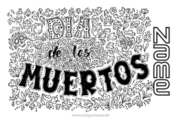 Free colouring Skull Day of the Dead