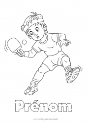 Coloriage gratuit Sport Garçon Sports de raquettes Ping pong