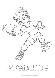 Pagină de colorat personalizată Sport Băiat Sporturi cu rachete Ping pong