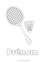 Coloriage gratuit Activités enfants Trace et colorie Sports de raquettes Badminton