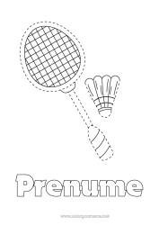 Pagină de colorat personalizată Sport Activități pentru copii Urmează și colorează Sporturi cu rachete Badminton