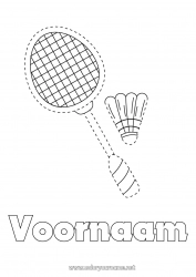 Gratis tekening Sport Activiteiten voor Kinderen Trace et colorie Racketsporten Badminton