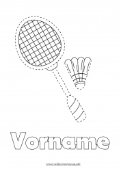 Kostenlose Zeichnung Sport Kinderaktivitäten Spur und Male Schlägersportarten Badminton