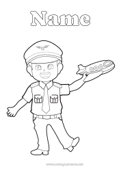 Colouring to customise Aeroplane Vehicles Aerial Vehicles Transport Occupations Driver