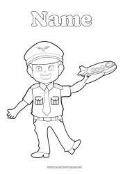 Free coloring Plane Vehicles Aerial vehicles Transportation Professions Pilot