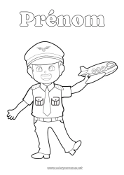 Coloriage gratuit Avion Véhicules Véhicules aériens Métiers du transport Pilote