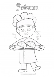 Coloriage gratuit Croissant Métiers de la cuisine Boulanger pâtissier