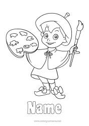 Free colouring Art Crafts. Painter