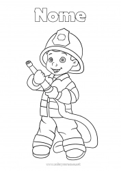 Desenho para personalizar Fantasia Menino Bombeiro Profissões de Segurança