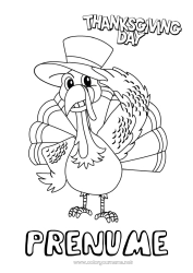 Pagină de colorat personalizată Ziua Recunoștinței Curcan Toamnă Animale de fermă