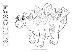 Gratis fargelegging Søt Dinosaurer Dyr Stegosaurus