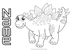 Free colouring Cute Dinosaurs Animal Stegosaurus