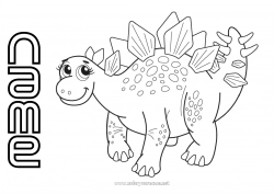 Free coloring Cute Dinosaurs Animal Stegosaurus