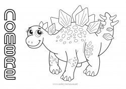 Colorear gratis Lindo Dinosaurios Animales Estegosaurio