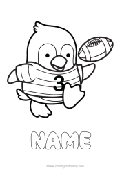Colouring to customise Sport Penguin, Tuxedo Animal Super Bowl Rugby Birds And Flying Mammals Team Sports