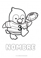 Colorear gratis Sport Pingüino Animales Super Bowl Rugby Aves y mamíferos voladores Deportes en equipo