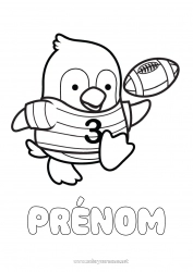 Coloriage à personnaliser Pingouin, Manchot Animal Super Bowl Rugby Oiseaux et mammifères volants Sports d'équipe