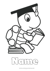 Colouring to customise Tortoise Book Reptiles Reading Back To School Student Cap Tortoise