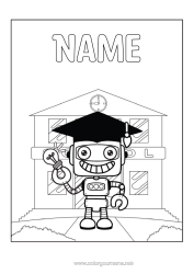 Free colouring Robot School Light bulb Back to school