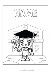 Free coloring Robot School Bulb Back to School