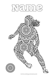 Free colouring Football Sport Zentangle Team sports Women's football Footballer
