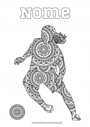 Colorazione gratuita Calcio Sport Zentangle Sport di squadra Calcio femminile Calciatore, calciatrice