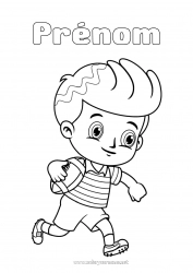 Coloriage à personnaliser Sport Garçon Rugby Ballon de rugby Sports d'équipe