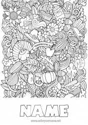 Free coloring Pumpkin Thanksgiving Turkey Autumn Farm animals