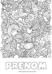 Coloriage gratuit Citrouille Thanksgiving Dindon Automne Animaux de la ferme