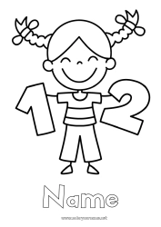 Free drawing Number Girl Mathematics Two One