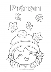 Coloriage gratuit Automne Enfant Feuilles