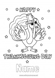 Free coloring Thanksgiving Turkey Farm animals