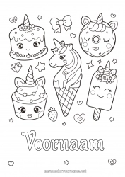 Gratis tekening Taart Kawaii Eenhoorn Donuts Lekkernijen, zoetigheden IJs Cupcake Draken, eenhoorns en fantastische dieren