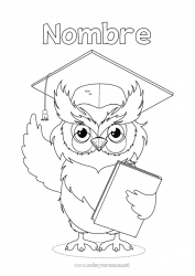 Dibujo libre Búho Animales Maestra, Maestro Aves y mamíferos voladores Profesiones de la Educación Regreso a clases Toga de estudiante