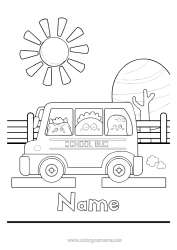 Free colouring Monster Sun Vehicles Bus, car Land public transport