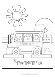 Pagină de colorat personalizată Monstru Soare Vehicule Autobuz, microbuz Transport public terestru