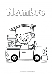 Dibujo libre Coches Libro Lectura Automóviles, furgonetas y autocaravanas Toga de estudiante