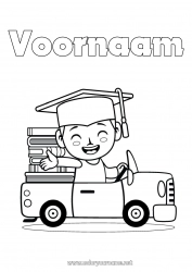 Gratis kleurplaat Auto Boek Lezen Auto's, busjes en campers Studentenmuts