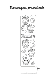 Colorear gratis Tarta Kawaii Alimento Marcador Golosinas Magdalena