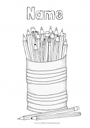 Free coloring Art Brush Pencil School supplies