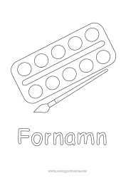 Färgläggningssida att anpassa Konst Pensel Lätta målarbilder Skolmaterial Målning
