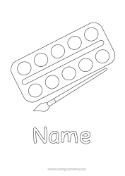 Free colouring Art Brush Easy colouring pages Stationery supplies Painting