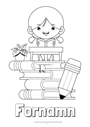 Gratis färgläggning Flicka Bok Läsning Blyertspenna Elev Skolmaterial Pulpit.