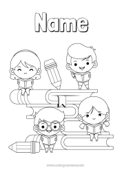 Colouring to customise Child Book Reading Pencil Back To School Pupil Stationery Supplies