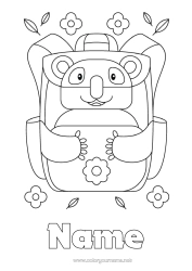 Free colouring Bear Teddy bear Forest animals School bag Stationery supplies