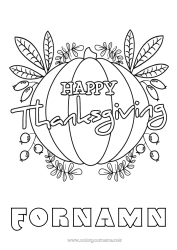 Gratis färgläggning Pumpa Tacksägelsedagen Höst