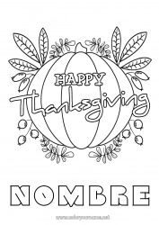 Colorear gratis Calabaza Thanksgiving Otoño