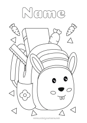 Free colouring Rabbit Forest animals School bag Stationery supplies