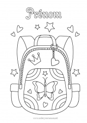 Coloriage à personnaliser Papillon Couronne Insectes Cartable Fournitures scolaires