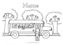 Coloring to customize Bus, coach Ground public transport Back to School